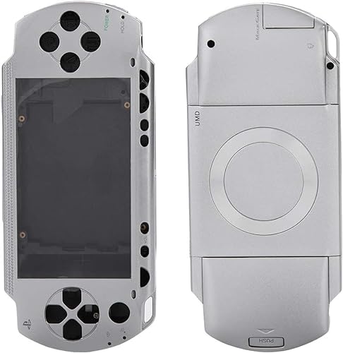 Pomya Komplette Gehäuseabdeckung für PSP, Ersatz-Anti-Drop-Gehäuse-Set mit Tasten für PSP 1000 Ersatzgehäuse (Silber) von Pomya