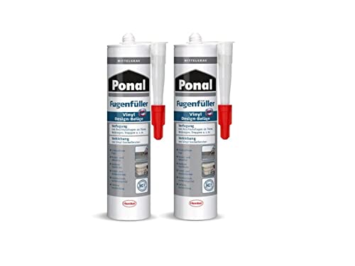 Ponal Vinyl Design-Beläge Fugenfüller Mittelgrau, hochelastische Fugenmasse für Anschlussfugen, zur Verklebung von Vinyl-Sockelleisten, wasser- und silikonfreie Dichtmasse, 2x395g Kartusche Ponal Vinyl Design-Beläge Fugenfüller Mittelgrau, hochelastische Fugenmasse für Anschlussfugen, zur Verklebung von Vinyl-Sockelleisten, wasser- und silikonfreie Dichtmasse, 2x395g Kartusche von Ponal