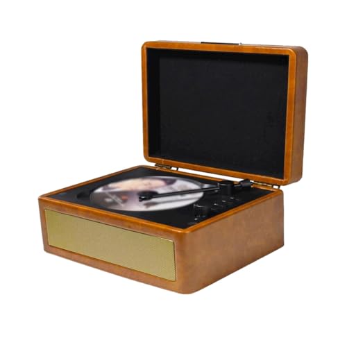 -Platten -Player mit Lautsprechern, CD -Player Multifunktionaler Tabletttyp BT -Kassette -Player -Player -Turntables High Fidelity Sound Quality USB -Laufwerkswiedergabe (Brown) von Pongnas