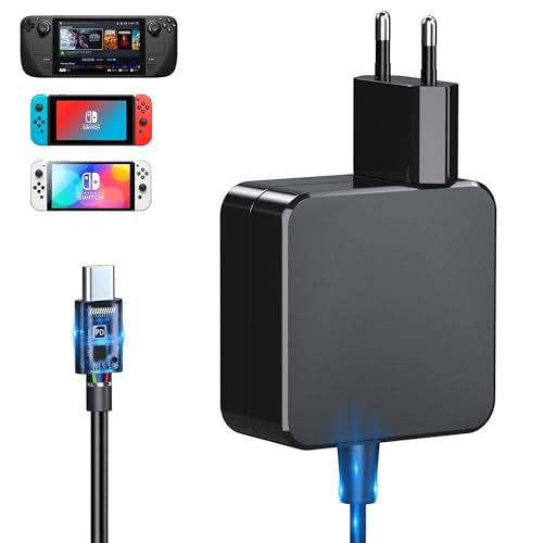 Netzteil für Switch/Steam Deck, 45W Switch Netzteil 2 Stunden Voll Aufgeladen, 45W GaN Ladegerät für Switch/Steam Deck/OLED/Lite/Switch Dock/Pro Controller, Unterstützt TV Modus(1.8M/6FT Ladekabel) Netzteil für Switch/Steam Deck, 45W Switch Netzteil 2 Stunden Voll Aufgeladen, 45W GaN Ladegerät für Switch/Steam Deck/OLED/Lite/Switch Dock/Pro Controller, Unterstützt TV Modus(1.8M/6FT Ladekabel) von Ponkor