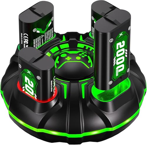 4x2000mAh Akku Farbenfrohe Ladestation für Xbox One/Xbox Series X/S, 2.5H Schnelllade Akku für Xbox Series X/S/Xbox One/Xbox One X/Xbox One S/Xbox One Elite von Ponkor