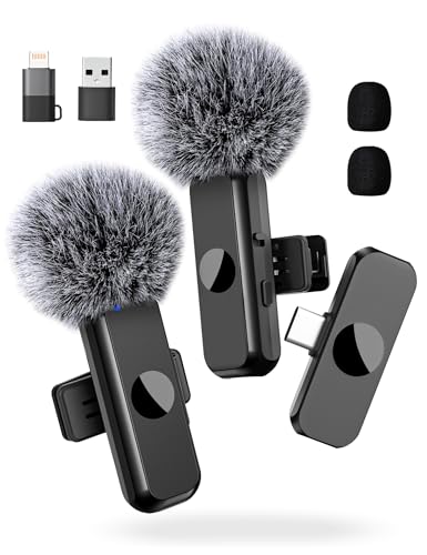 Ponovo Lavalier Mikrofon Kabellos, Mini Ansteckmikrofon Wireless für USB C Handy, Microphone 12 Stunden für Videoaufnahme YouTube Vlog Tiktok Podcast von Ponovo