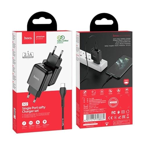 HOCO Ladegerät N2 für ulefone Note 16 Pro, 15, 14, 12P, 11P, 9P + 1m schwarz Typ-C Datenkabel 2.1A 10.5W Netzteil 2100mAh Auf-ladekabel Travel Charger HOCO Ladegerät N2 für ulefone Note 16 Pro, 15, 14, 12P, 11P, 9P + 1m schwarz Typ-C Datenkabel 2.1A 10.5W Netzteil 2100mAh Auf-ladekabel Travel Charger von Ponti