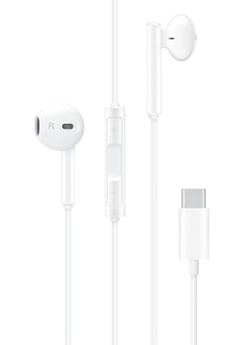 Headset für Original Huawei P30, P30 Pro, New Edition, P20, P20 Pro CM33 in Weiss Kopfhörer Ohrhörer geformt Head-Set USB-C TYP-C Stereo Sound von Ponti