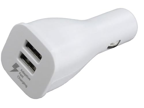 KFZ-Ladegerät für Original Samsung Galaxy A90 5G, A80 in Weiss PKW LKW Auto Car Charger 2 Ausgänge 2A 2000mAh 15W Fast Charging Aufladegerät von Ponti