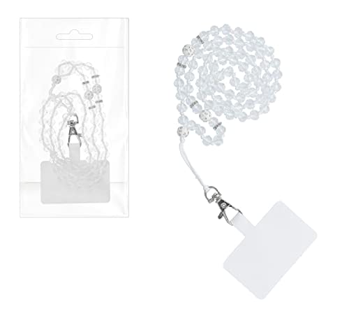 Ponti Handykette Kristall Umhängekette für Nokia G60, G50, G42 5G 74cm lang weiß transparent Plastik Kristalle von Ponti