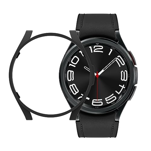 Hülle Kompatibel mit Samsung Galaxy Watch 6 Classic 43 mm Ultradünnes Uhrengehäuse, Schutzhülle, Halbpackung, Kratzfestes Hard PC Protector Cover (1-Black, Watch 6 Classic 43MM) von Poo4kark