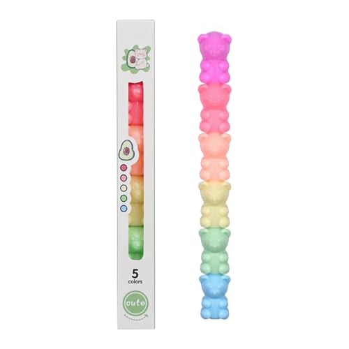 Poo4kark Allydrew Mini-Textmarker in Bären-Herzform, stapelbar, süße Farbmarker, DIY-Schreibwaren für Kinder, Schreibwaren für das Schuljahr, Schulbedarf, 10 ml (Multicolour3, One Size) von Poo4kark