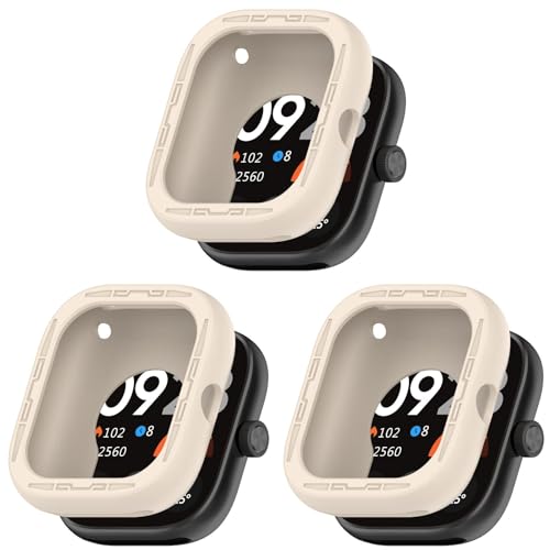 Poo4kark Hülle Kompatibel mit Redmi Watch 4 Smartwatch【Silikonhülle】 Weich Case Anti-Drop Schutzhülle 3PCS Ultradünne PC Schutz Uhrengehäuse (1-3PCS J, One Size) von Poo4kark