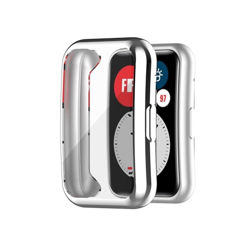 Poo4kark TPU-Schutzhülle, kompatibel mit HuaweiWatch Fit Smartwatches, vollständig abdeckende, galvanisierte Softgel-Hülle Seekrankheitsarmbänder (F, 5X4X1) von Poo4kark