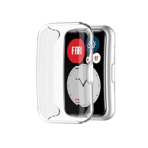 Poo4kark TPU-Schutzhülle, kompatibel mit HuaweiWatch Fit Smartwatches, vollständig abdeckende, galvanisierte Softgel-Hülle Seekrankheitsarmbänder (G, 5X4X1) von Poo4kark