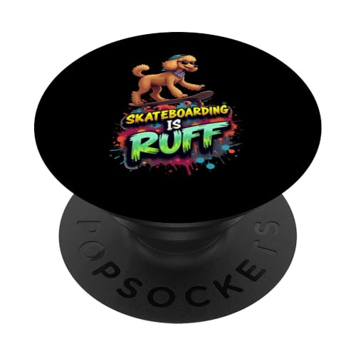 Lustiges Skateboard-Geschenk für Pudel-Hundebesitzer PopSockets Klebender PopGrip von Poodle Fun Designs