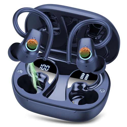Bluetooth Kopfhörer Sport, 2024 In Ear Kopfhörer Kabellos Bluetooth 5.3 mit 4 Mic, Kopfhörer Noise Cancelling Dual LED Earbuds, IP7 Wasserdicht, 50Std Tiefer Bass, Ohrhörer Arbeit Studium Sport, Blau Bluetooth Kopfhörer Sport, 2024 In Ear Kopfhörer Kabellos Bluetooth 5.3 mit 4 Mic, Kopfhörer Noise Cancelling Dual LED Earbuds, IP7 Wasserdicht, 50Std Tiefer Bass, Ohrhörer Arbeit Studium Sport, Blau von Poounur