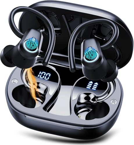 Bluetooth Kopfhörer Sport, In Ear Kopfhörer Bluetooth 5.3 Ohrhörer mit 50Std, Kopfhörer Kabellos Bluetooth HIFI Stereo, IP7 Wasserdicht Wireless Earbuds, Kabellose Kopfhörer ENC Noise Cancelling Mic von Poounur