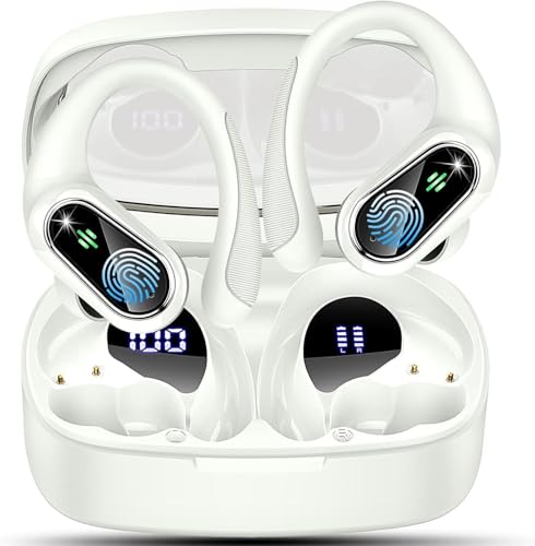 Bluetooth Kopfhörer Sport, In Ear Kopfhörer Kabellos Bluetooth 5.3 mit HD Mic, Herausragender Sound, 50Std HiFi Stereo Kabellose Kopfhörer, 2024 Noise Cancelling Ohrhörer, IP7 Wasserdicht LED Anzeige von Poounur