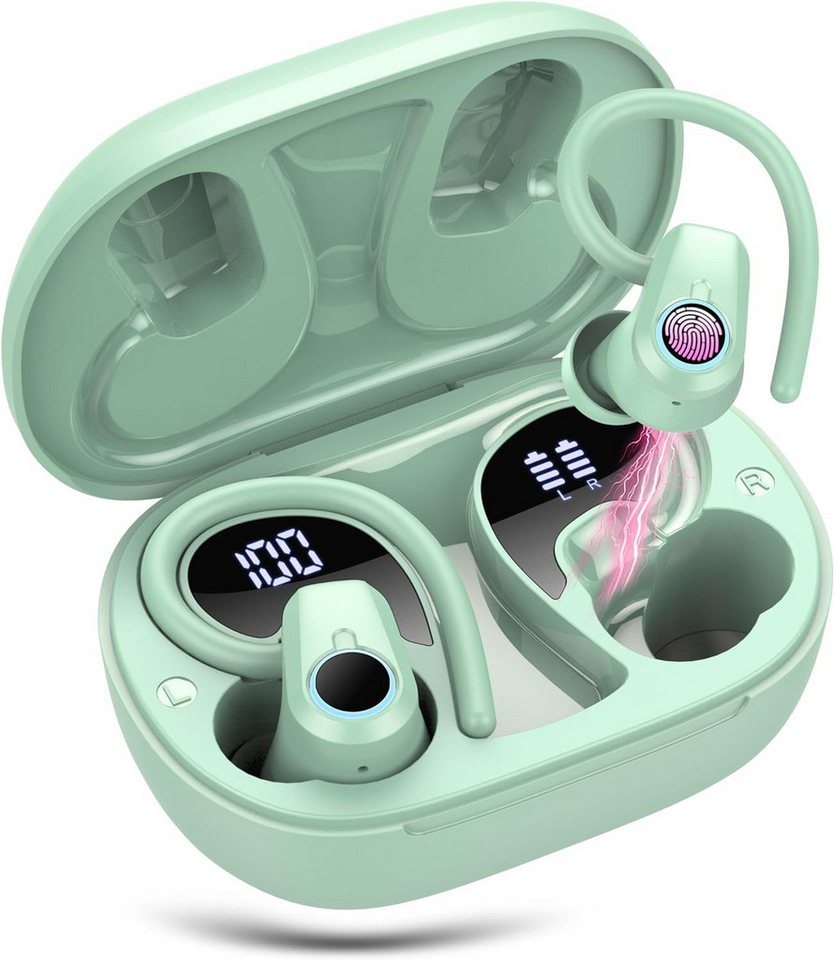 Poounur Ultraleicht Sport In-Ear-Kopfhörer (Mit sensitiven Touch-Bedienelementen können Sie Musikwiedergabe, Lautstärke, Anrufe und mehr einfach per Fingertipp steuern, für eine mühelose Bedienung., Ultraleicht Bügel mit HiFi Stereo,LED Anzeige, IP7 Wasserdicht Joggen) von Poounur