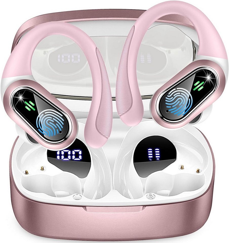 Poounur ultra leichtem Open-Ear-Kopfhörer (Ergonomisches Design und IP7-Wasserdichtigkeit machen sie ideal für aktive Nutzer. Leichter als 90 % der Sportkopfhörer für langen Tragekomfort., klare Anrufe & lang anhaltende Wiedergabe mit & automatischem Pairing) von Poounur