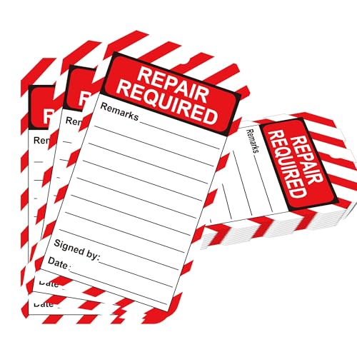 Etiketten für Reparaturbedarf, rot, mit Schnur, 8,2 x 14,5 cm, für Büro, Lager, Bau, 100 Stück von Pop Resin