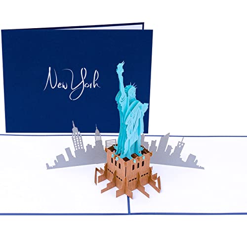 PopLife 3D-Pop-Up-Grußkarte mit Freiheitsstatue für alle Anlässe – Reisende, Architektur, Geschichtsliebhaber – flach zusammenklappbar für den Versand – Geburtstag, Abschluss, Ruhestand, Jahrestag, von PopLife