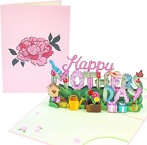 PopLife 3D-Pop-Up-Karte zum Muttertag, Frühlingsgärtnerei, Blumen-Themen-Geschenk – für Mutter, Ehefrau, Schwester, Oma, Stiefmutter, Schwiegermutter von PopLife