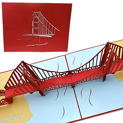 PopLife Brücke über das goldene Tor 3D Pop Up Grußkarte für alle Anlässe - Reisende, Architektur- und Geschichtsliebhaber - Geburtstag, Abschluß, Pensionierung, Jubiläum, Danke von PopLife