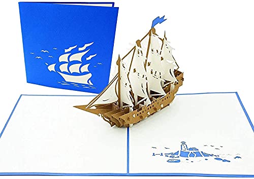 PopLife Cards Segelboot-Großsegler-Vatertags-Popupkarte für alle Gelegenheiten der Vatertag, alles Gute zum Geburtstag, Abschluss, Ruhestand, Jahrestagsgeschenk-Bootsfahrer, Piraten, Ozeanliebhaber f von PopLife