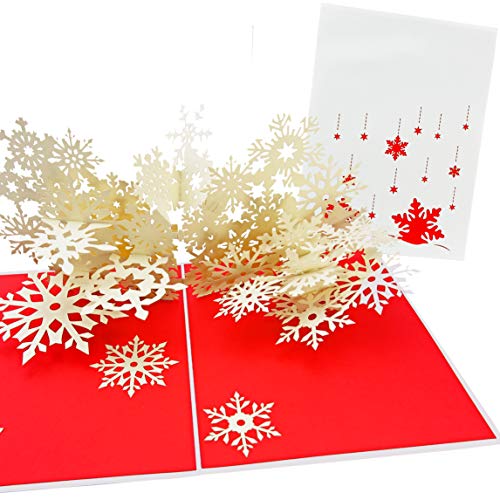 PopLife Cards Winterschneeflocke flurry 3d knallen oben Grußkarte für alle Gelegenheiten - Baumschneider, Crafters, scrapbookers - Falten flach für das Senden - Feiertags-Party, weißer Elefant, Weihn von PopLife