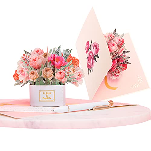 PopLife Luxe Flower Box 3D Pop Up Valentinstag – leere Karte, Jahrestag, Muttertag, Hochzeit oder Geburtstagsparty-Einladung – für Ehefrau, Mutter, Schwester, Oma, Tochter und Freundin von PopLife