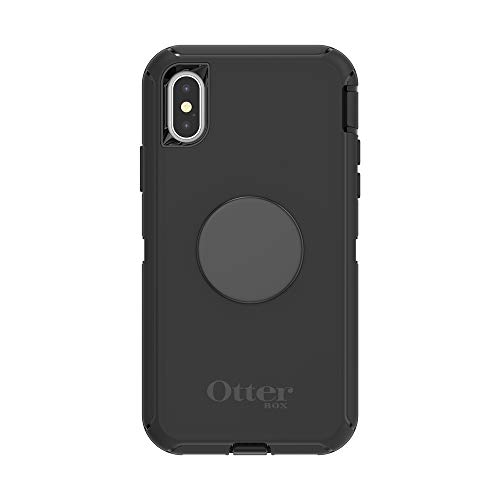 Otter + Pop Schutzhülle für iPhone X/XS, OtterBox Defender Serie, Schwarz & PopSockets austauschbares PopTop – Aluminium Schwarz von PopSockets