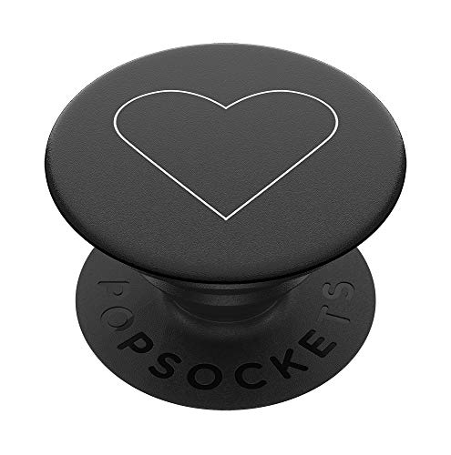 PopSockets 800667 PopGrip - Ausziehbarer Sockel und Griff für Smartphones und Tablets mit einem Austauschbarem Top - White Heart Black von PopSockets