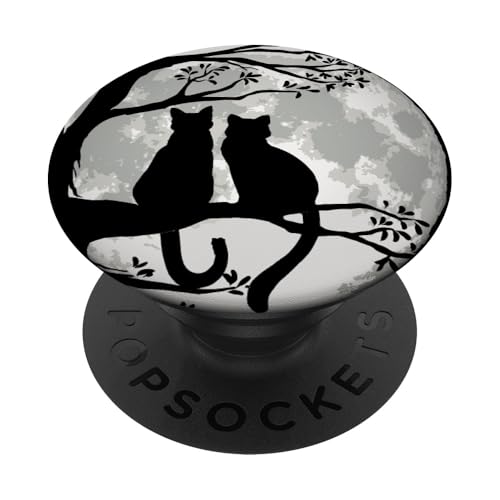 PopSockets Katzen auf Baum bei Mond für Katzenliebhaber PopSockets mit austauschbarem PopGrip von OTVEE