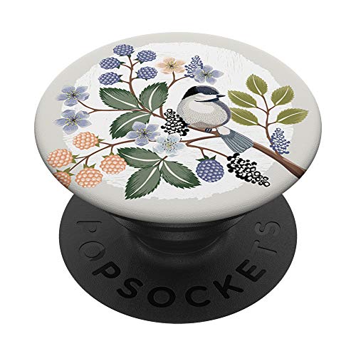 PopSockets Künstlerisches Land-Chic-Aquarell blüht Beeren und Vogel PopSockets PopGrip: Ausziehbarer Sockel und Griff für Handys/Tablets mit Tauschbarem Top von PopSockets