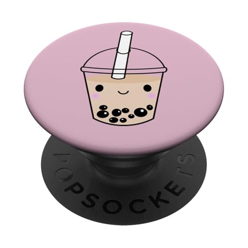 PopSockets Pink Bubble Tea Boba, süße Geschenkidee für Teeliebhaber PopSockets PopGrip: Ausziehbarer Sockel und Griff für Handys/Tablets mit Tauschbarem Top von PopSockets