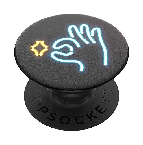 PopSockets PopGrip - Ausziehbarer Sockel und Griff für Smartphones und Tablets mit einem Austauschbarem Top - OK Neon von PopSockets