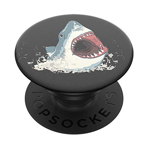 PopSockets PopGrip - Ausziehbarer Sockel und Griff für Smartphones und Tablets mit einem Austauschbarem Top - Shark! von PopSockets