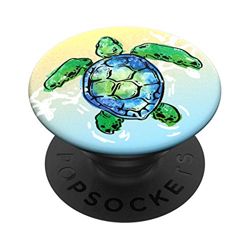 PopSockets PopGrip - Ausziehbarer Sockel und Griff für Smartphones und Tablets mit einem Austauschbarem Top - Tortuga von PopSockets