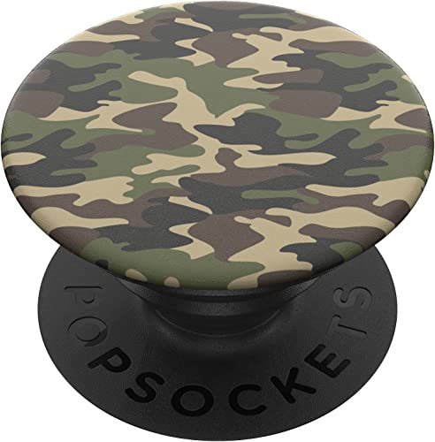 PopSockets PopGrip - Ausziehbarer Sockel und Griff für Smartphones und Tablets mit einem Austauschbarem Top - Woodland Camo von PopSockets