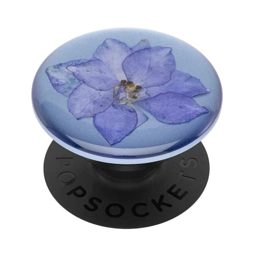 PopSockets PopGrip - Ausziehbarer Sockel und Griff mit einem Austauschbarem Top für Smartphones und Tablets mit Echter Blume in Harz Ummantelt - Pressed Flower Larkspur Purple von PopSockets