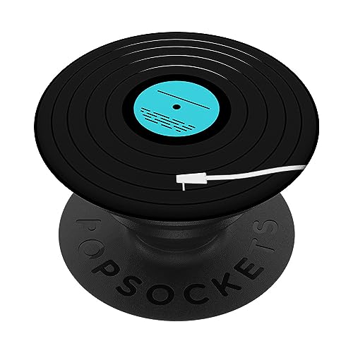 PopSockets Retro-Vinyl-Schallplatten-Design, Cyanblau PopSockets mit austauschbarem PopGrip von PopSockets