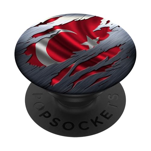 PopSockets TÜRKEI Türkische Flagge PopSockets PopGrip: Ausziehbarer Sockel und Griff für Handys/Tablets mit Tauschbarem Top von PopSockets