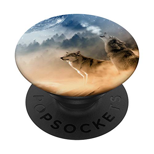 PopSockets Wölfe Mond Wald PopSockets mit austauschbarem PopGrip von PopSockets