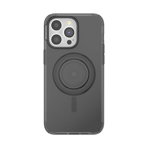 PopSockets: PopCase PlantCore für MagSafe - Pflanzliche Handyhülle für iPhone 15 Pro Max mit einem MagSafe-kompatiblen PopGrip - Handyständer und Griff mit austauschbarer Top - Black Translucent von PopSockets