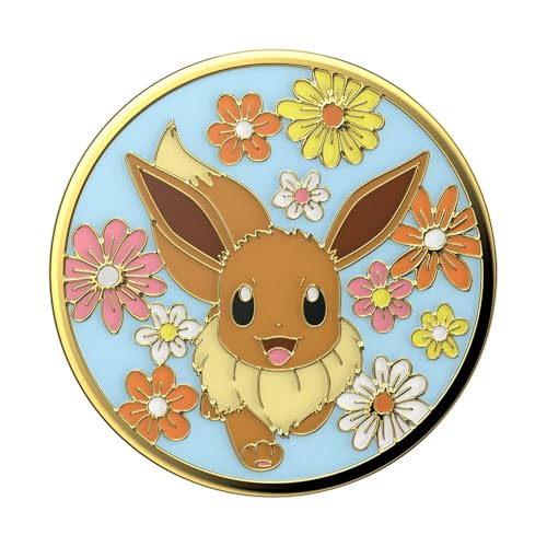 PopSockets: PopGrip - Ausziehbarer Sockel und Griff mit einem Austauschbarem Top für Smartphones und Tablets - Pokémon - Floral Eevee Enamel von PopSockets