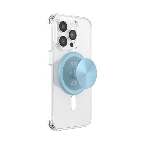 PopSockets: PopGrip Round für MagSafe - Inklusive Adapterring für MagSafe - Ausziehbarer Sockel und Griff mit einem Austauschbarem Top für Smartphones und Hüllen - Aluminum Blue Sigh von PopSockets