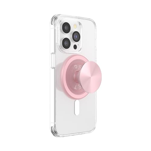 PopSockets: PopGrip Round für MagSafe - Inklusive Adapterring für MagSafe - Ausziehbarer Sockel und Griff mit einem Austauschbarem Top für Smartphones und Hüllen - Aluminum Dusty Rose von PopSockets