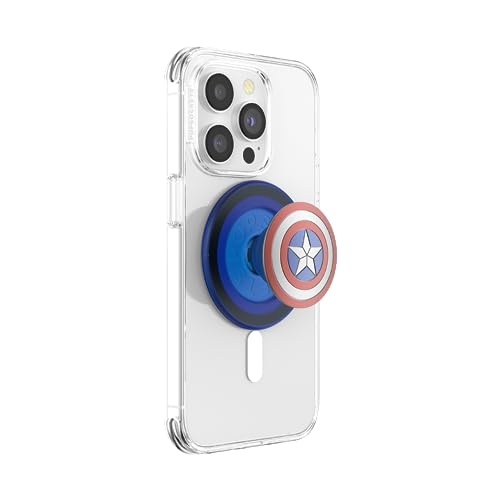 PopSockets: PopGrip Round für MagSafe - Inklusive Adapterring für MagSafe - Ausziehbarer Sockel und Griff mit einem Austauschbarem Top für Smartphones und Hüllen - Enamel Captain America von PopSockets