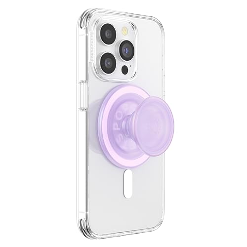 PopSockets: PopGrip Round für MagSafe - Inklusive Adapterring für MagSafe - Ausziehbarer Sockel und Griff mit einem Austauschbarem Top für Smartphones und Hüllen - Opalescent Clear von PopSockets