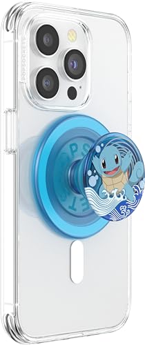 PopSockets: PopGrip Round für MagSafe - Inklusive Adapterring für MagSafe - Ausziehbarer Sockel und Griff mit einem Austauschbarem Top für Smartphones und Hüllen - Pokémon - Squirtle Water von PopSockets