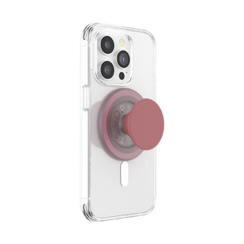 PopSockets: PopGrip Round für MagSafe - Inklusive Adapterring für MagSafe - Ausziehbarer Sockel und Griff mit einem Austauschbarem Top für Smartphones und Hüllen - PopOut Basic Clay von PopSockets