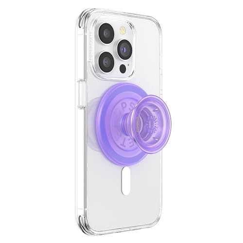 PopSockets: PopGrip Round für MagSafe - Inklusive Adapterring für MagSafe - Ausziehbarer Sockel und Griff mit einem Austauschbarem Top für Smartphones und Hüllen - Translucent Lavender von PopSockets